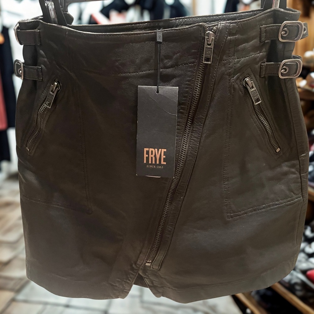 Frye Black Leather Moto Mini Skirt – XS (NWT)